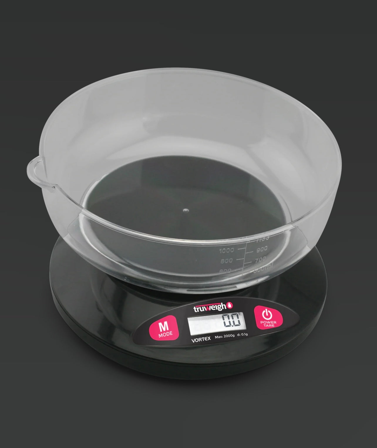 TRUWEIGH VORTEX DIGITAL BOWL SCALE 2000G X 0.1G - BLACK