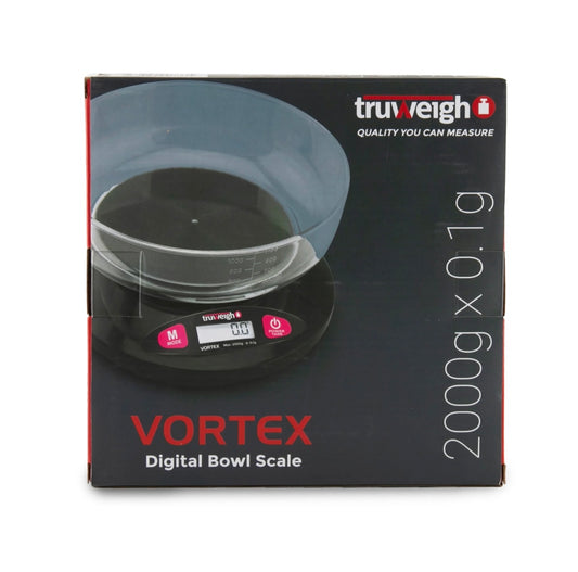 TRUWEIGH VORTEX DIGITAL BOWL SCALE 2000G X 0.1G - BLACK