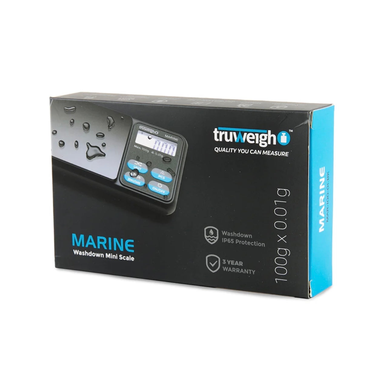 TRUWEIGH MARINE IP65 RATED WASHDOWN MINISCALE - 100G X 0.01G / BLACK